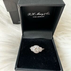 Macy's Elegant White Gold and CZ Ring
